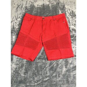 Mens Noiz Jeans Mens Red Premium Denim Shorts Size 46 With Ribbed Front Design